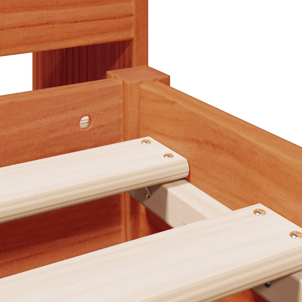 Letto Libreria senza Materasso Marrone Cera 140x190 cm in Pino - homemem39