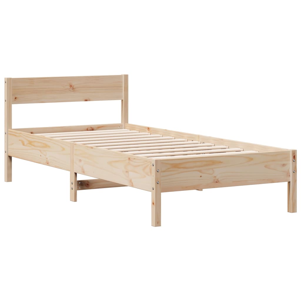 Letto Libreria senza Materasso 90x190 cm Legno Massello Pino