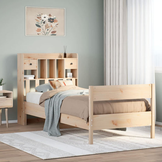 Letto Libreria senza Materasso 90x190 cm Legno Massello Pino