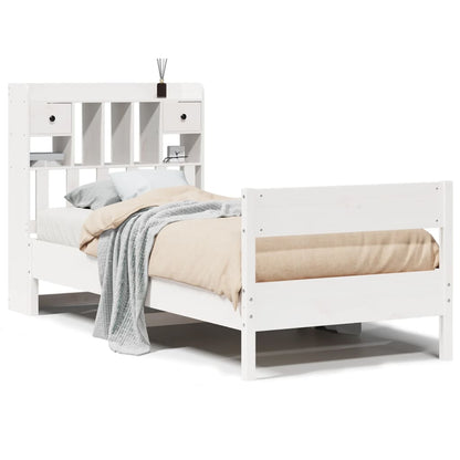 Letto Libreria senza Materasso Bianco 90x190 cm Massello Pino - homemem39