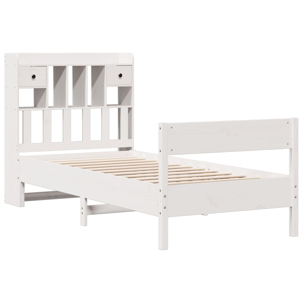 Letto Libreria senza Materasso Bianco 90x190 cm Massello Pino - homemem39
