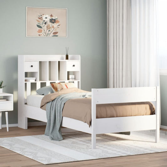Letto Libreria senza Materasso Bianco 90x190 cm Massello Pino - homemem39