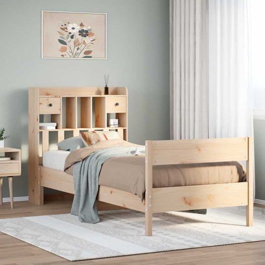 Giroletto con Libreria senza Materasso 75x190 cm in Legno Pino | homemem39