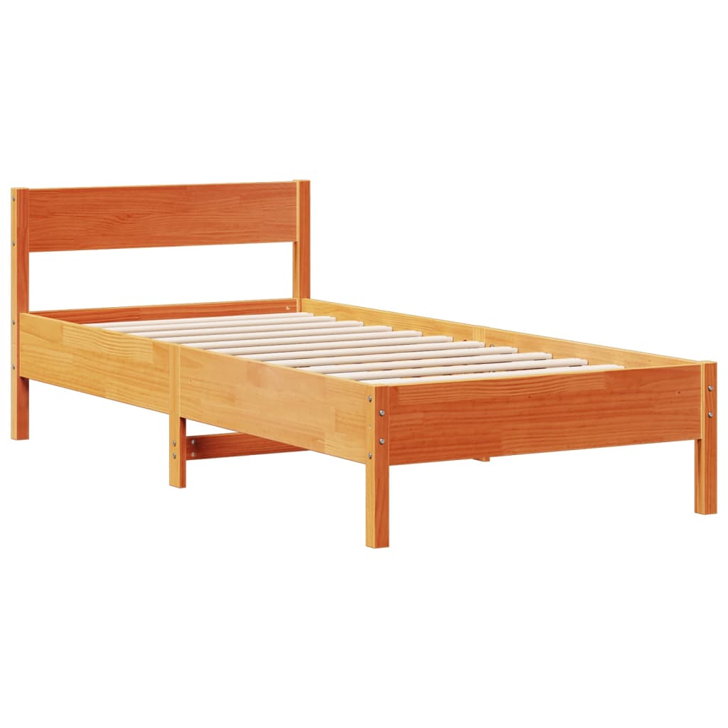 Letto Libreria senza Materasso Marrone Cera 75x190 cm in Pino