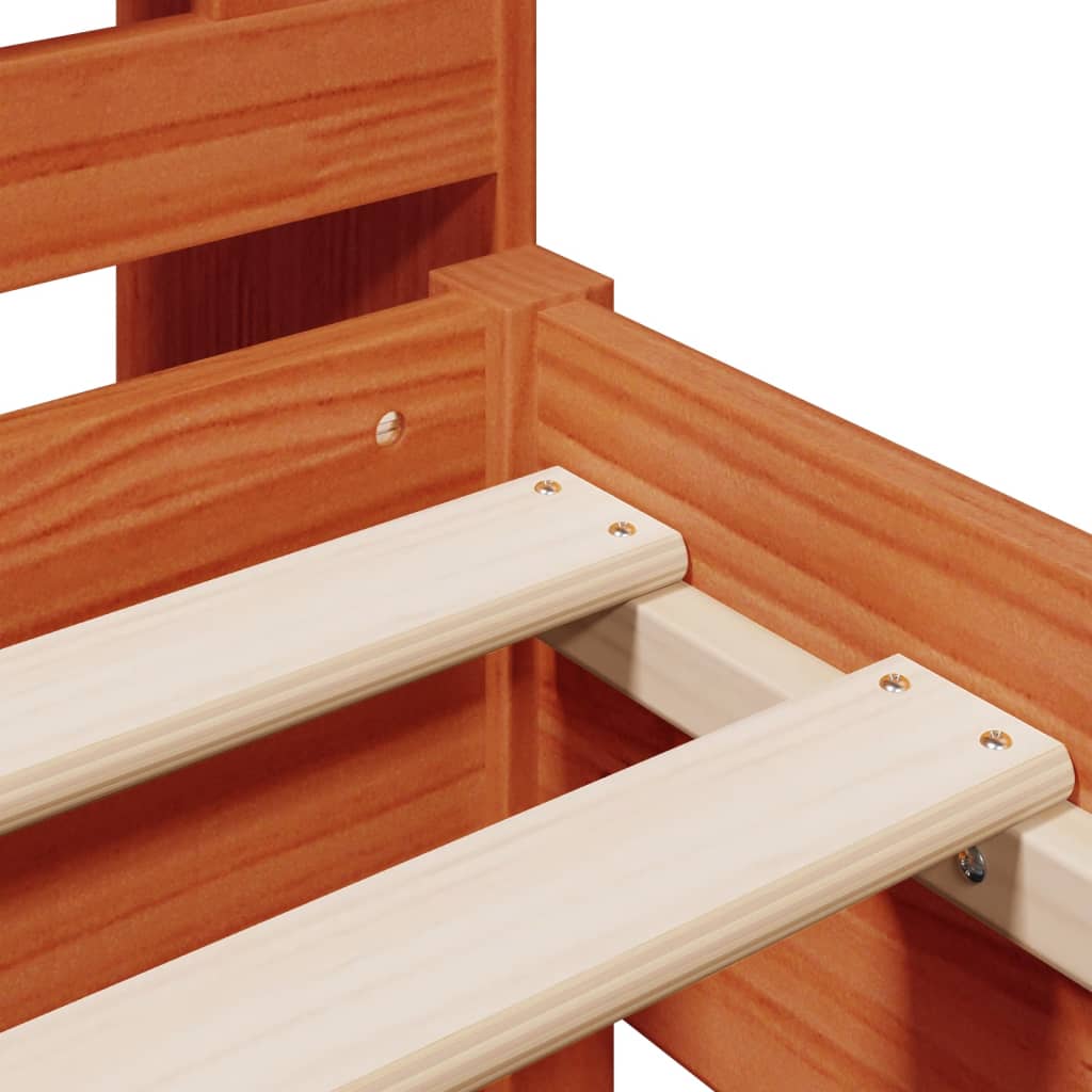 Letto Libreria senza Materasso Marrone Cera 75x190 cm in Pino