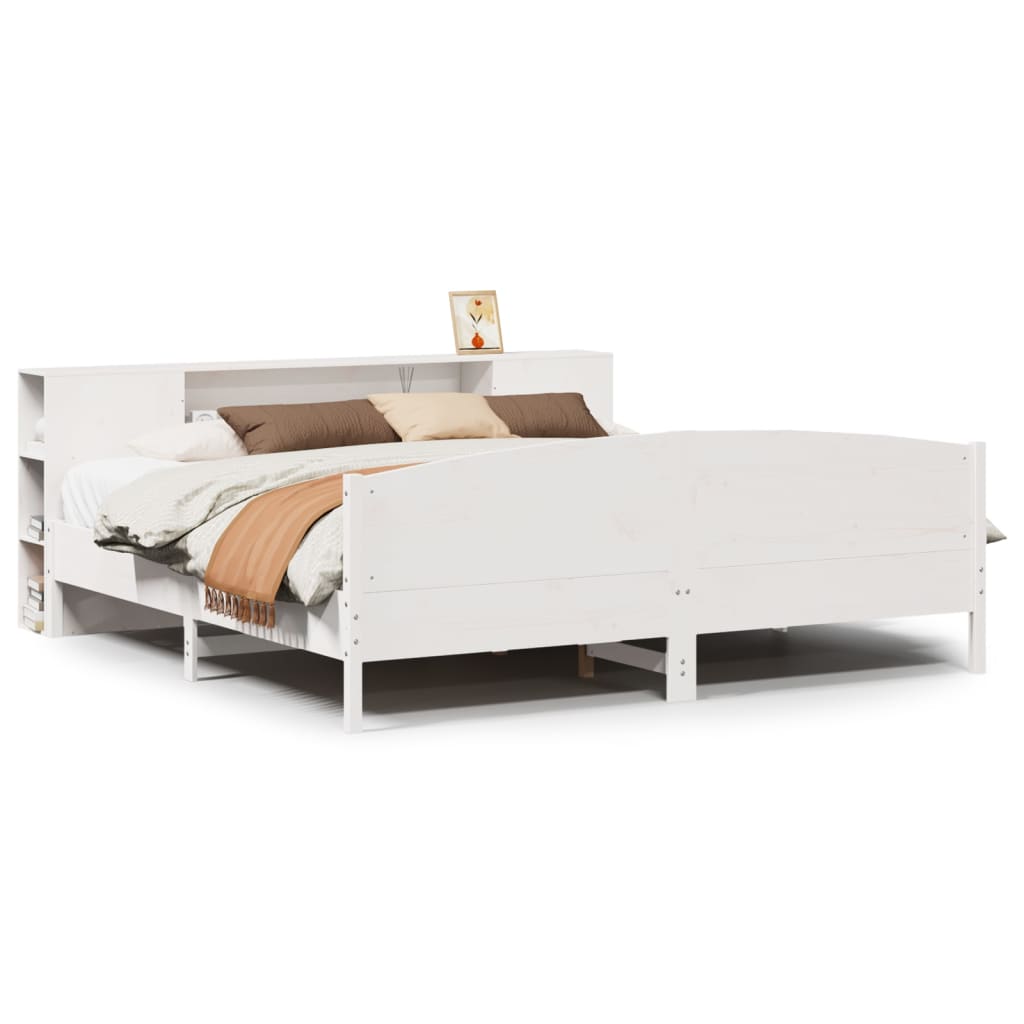 Letto Libreria senza Materasso Bianco 200x200 cm Legno di Pino - homemem39
