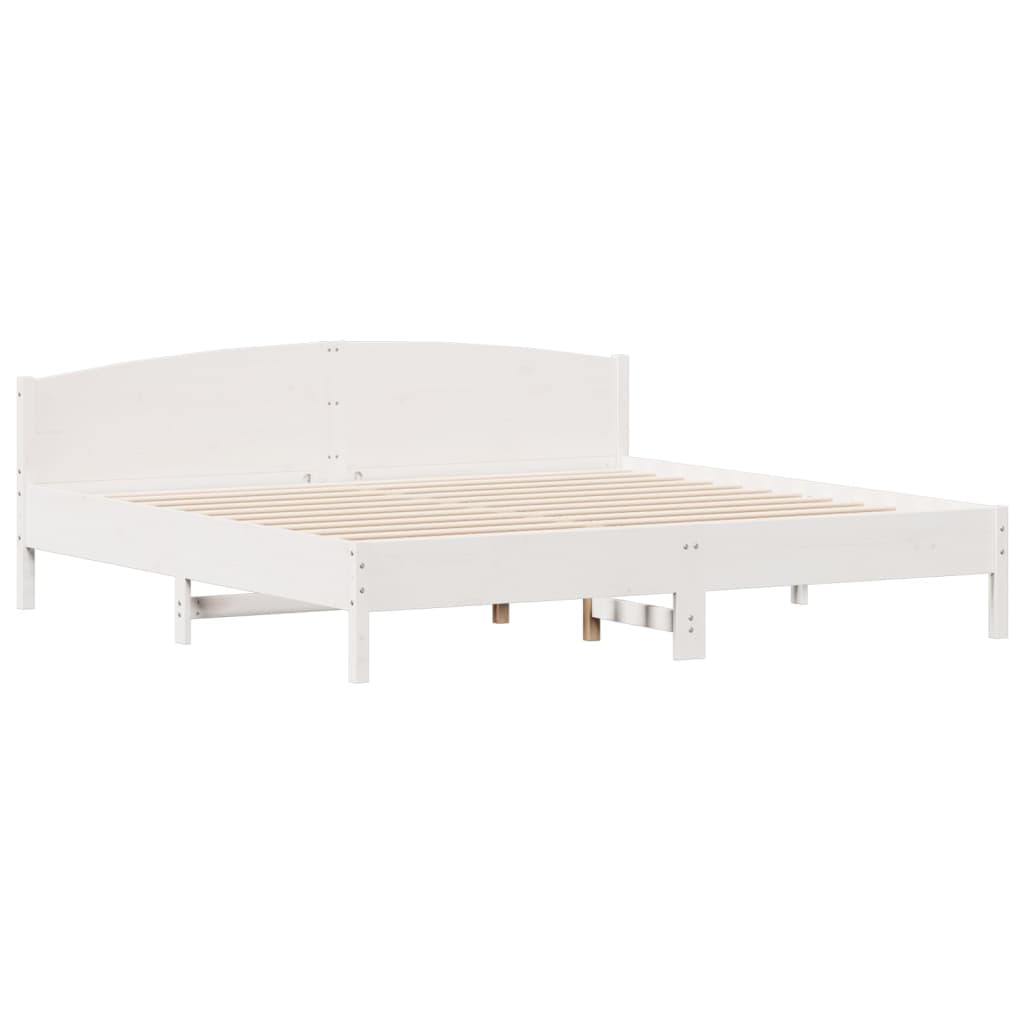 Letto Libreria senza Materasso Bianco 200x200 cm Legno di Pino - homemem39