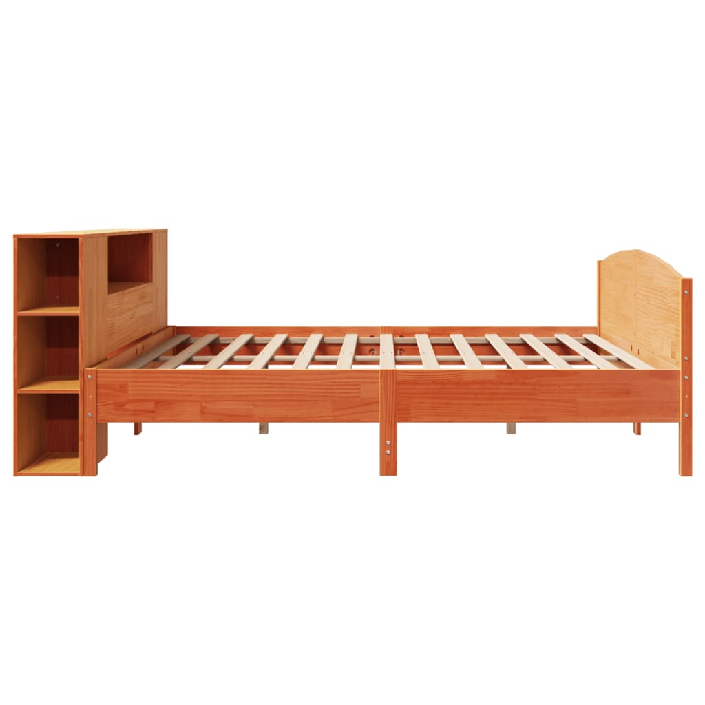 Letto Libreria senza Materasso Marrone Cera 200x200 cm in Pino - homemem39