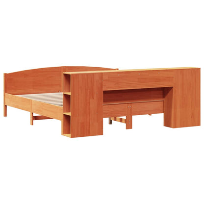 Letto Libreria senza Materasso Marrone Cera 200x200 cm in Pino - homemem39