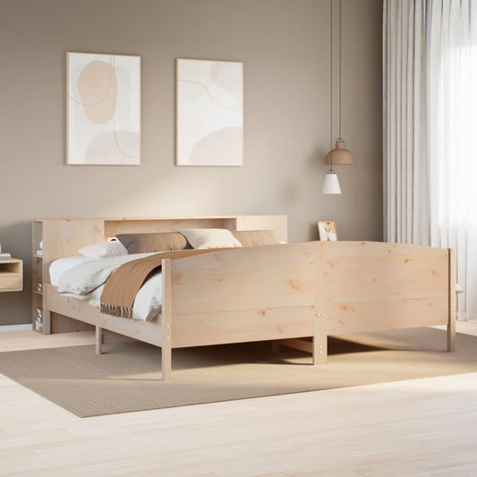 Letto Libreria senza Materasso 180x200 cm in Legno di Pino - homemem39