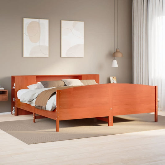 Letto Libreria senza Materasso Marrone Cera 180x200 cm in Pino - homemem39