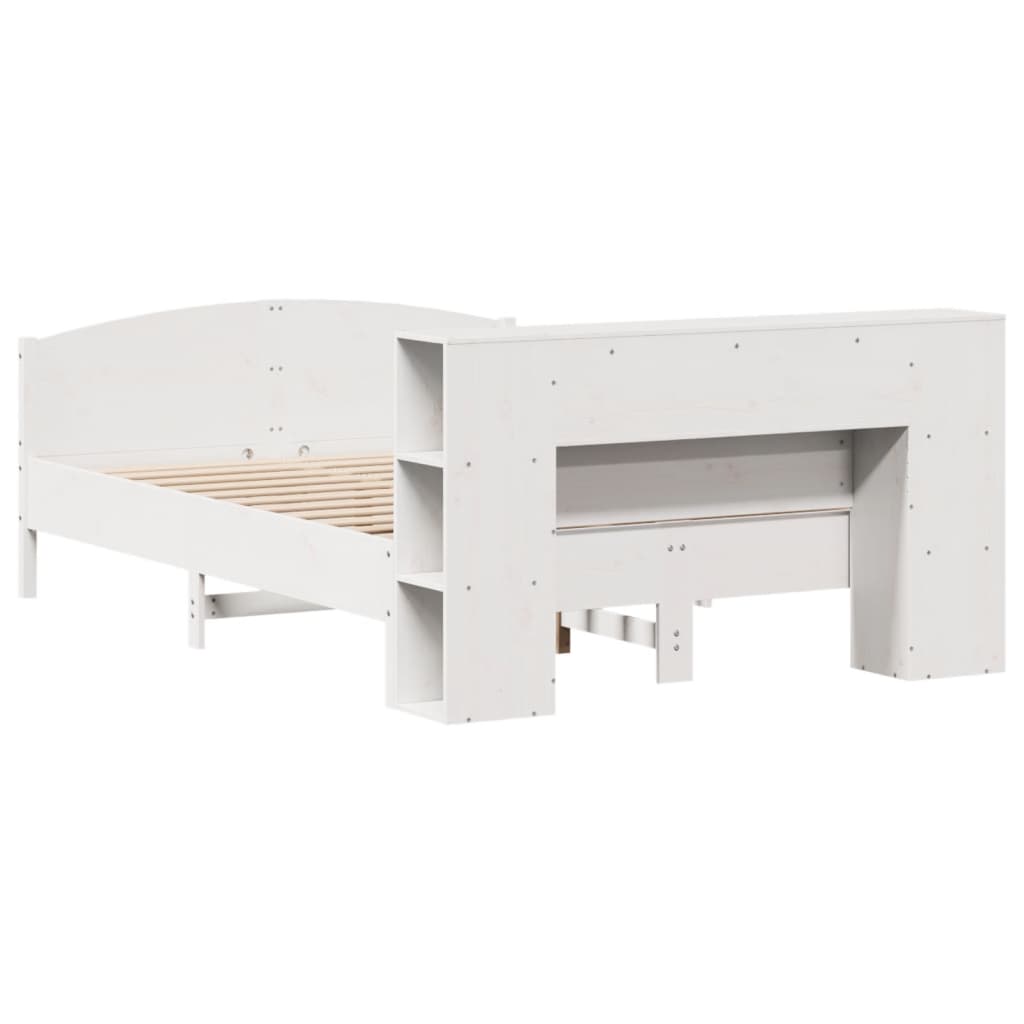 Letto Libreria senza Materasso Bianco 160x200 cm Legno di Pino - homemem39