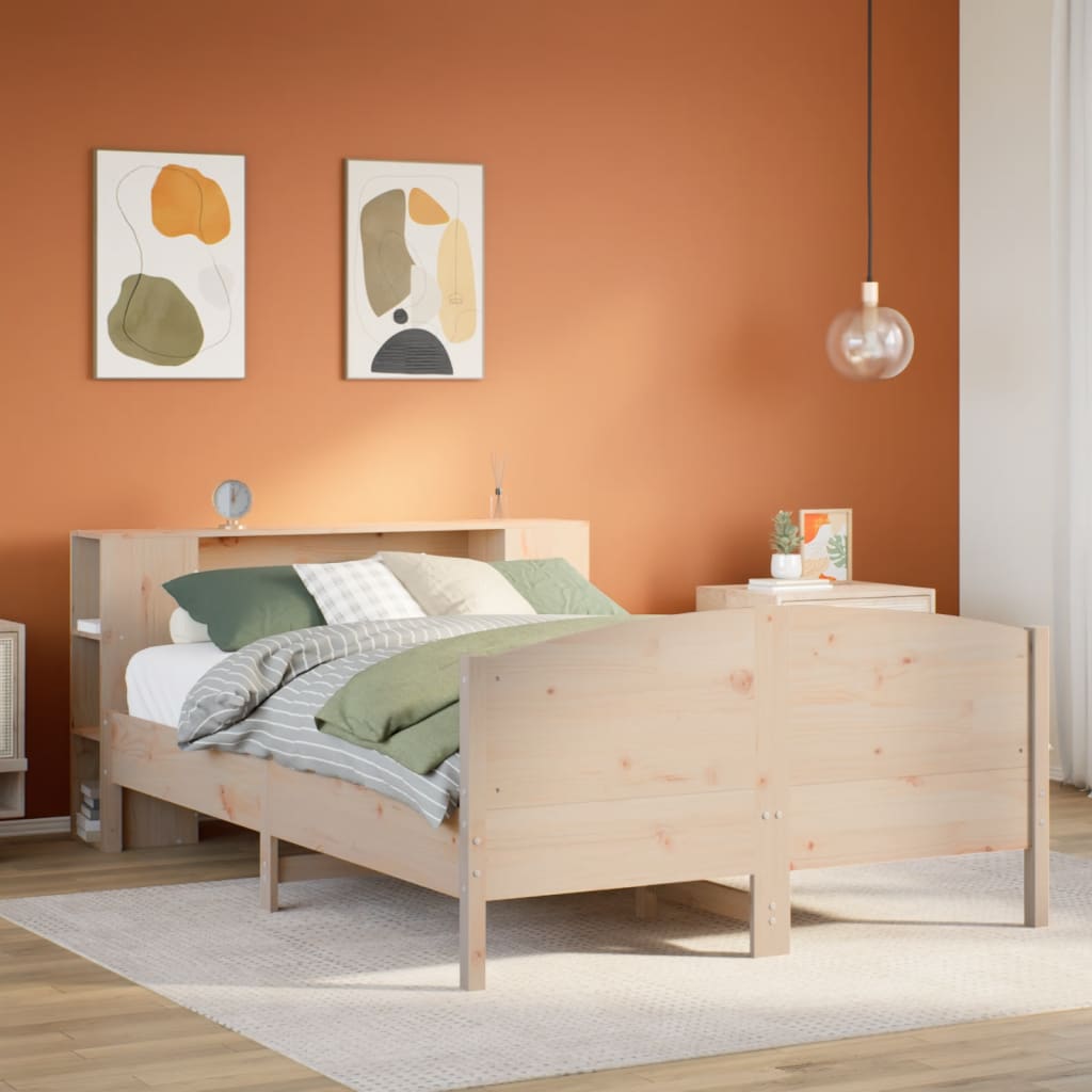 Letto Libreria senza Materasso 150x200 cm in Legno di Pino - homemem39