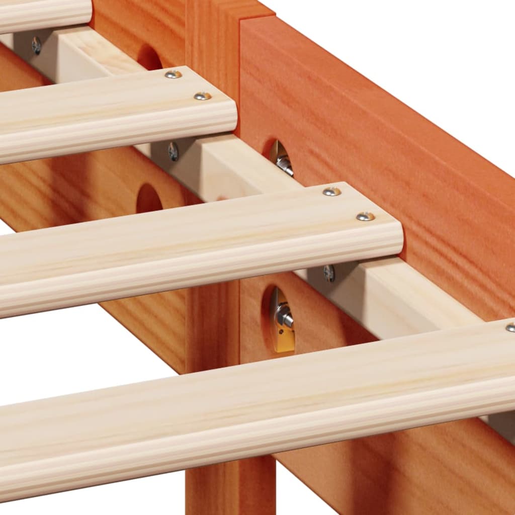 Letto Libreria senza Materasso Marrone Cera 150x200 cm in Pino | homemem39