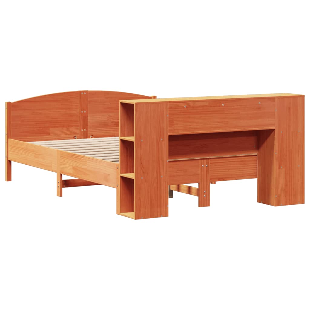 Letto Libreria senza Materasso Marrone Cera 140x200 cm in Pino - homemem39