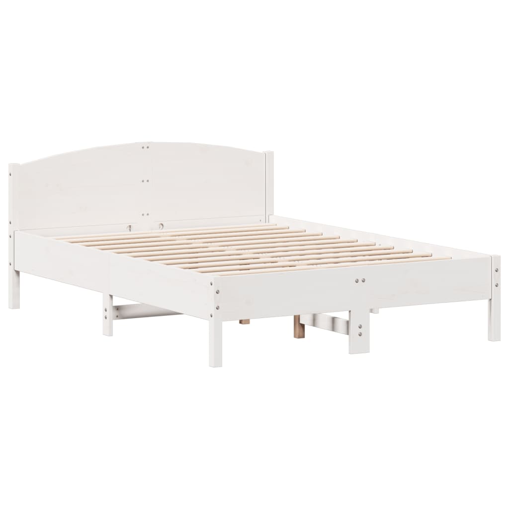 Letto Libreria senza Materasso Bianco 140x190 cm Legno di Pino - homemem39