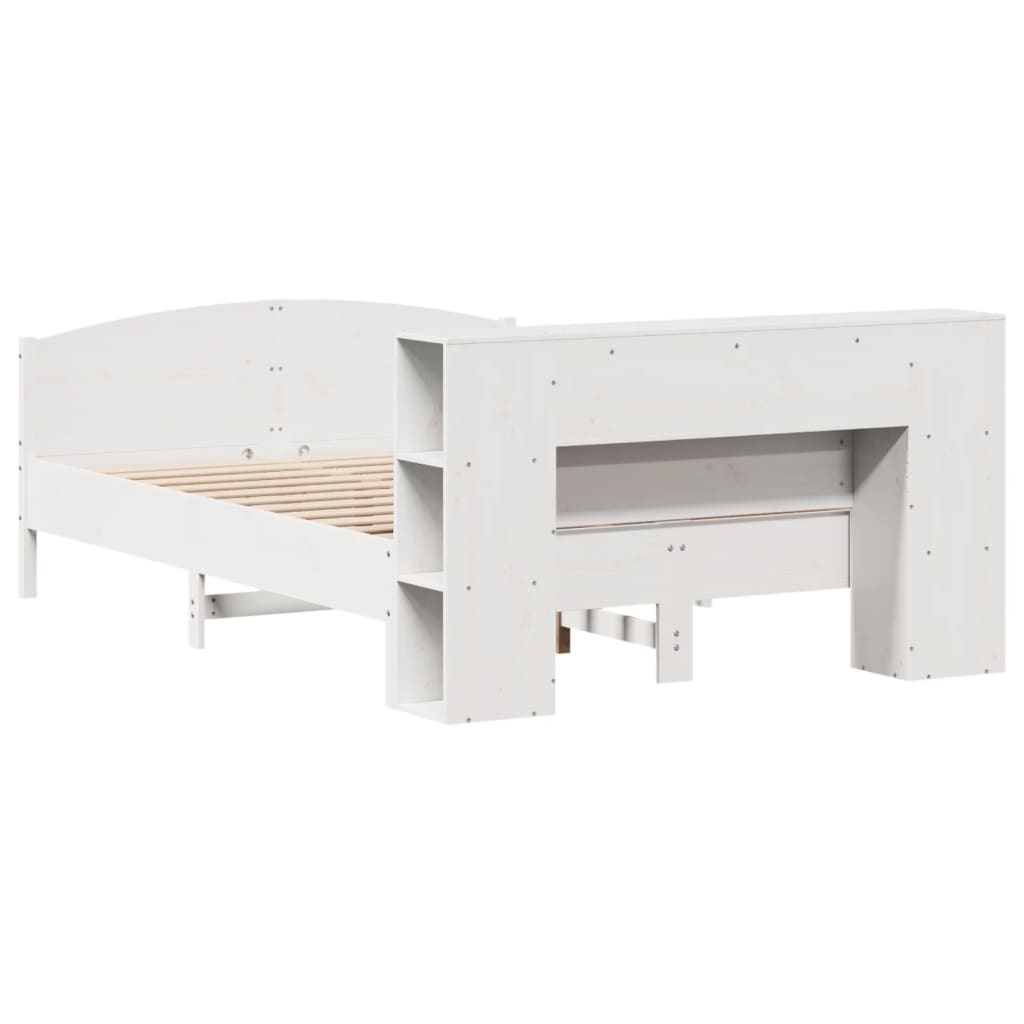 Letto Libreria senza Materasso Bianco 135x190 cm Legno di Pino - homemem39