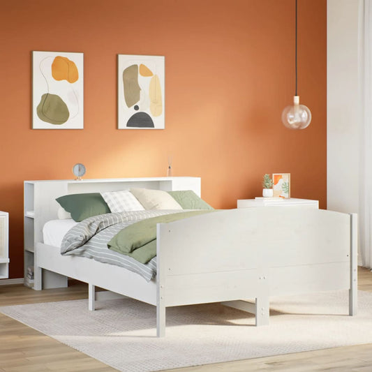 Letto Libreria senza Materasso Bianco 135x190 cm Legno di Pino - homemem39