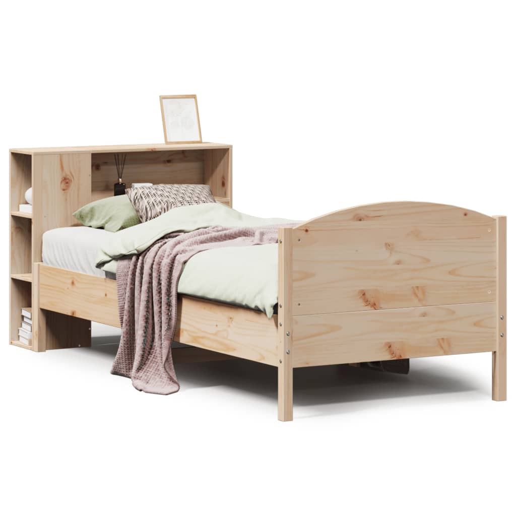 Letto Libreria senza Materasso 100x200 cm in Legno di Pino - homemem39