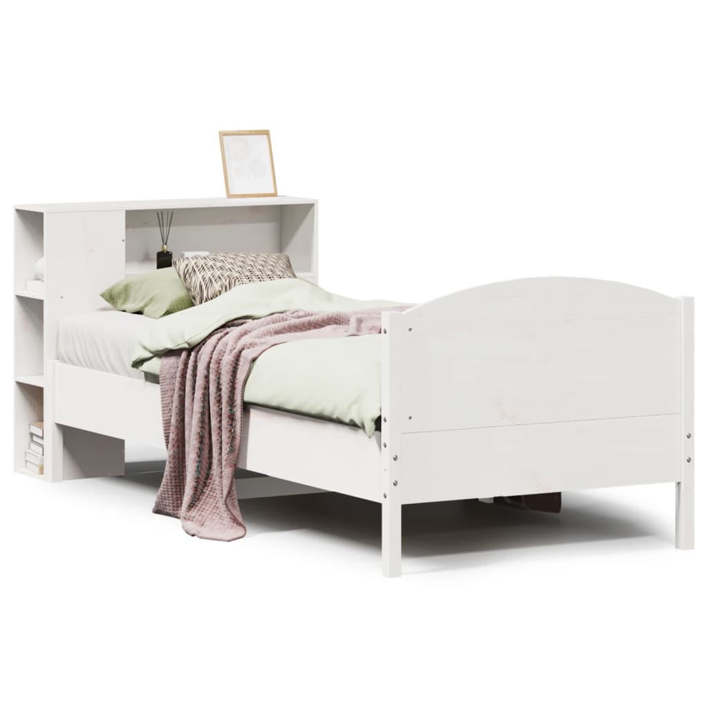 Letto Libreria senza Materasso Bianco 100x200 cm Legno di Pino - homemem39