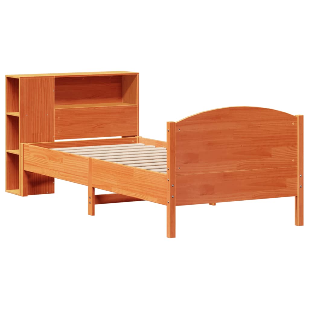 Letto Libreria senza Materasso Marrone Cera 100x200 cm in Pino - homemem39