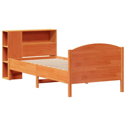 Letto Libreria senza Materasso Marrone Cera 100x200 cm in Pino - homemem39
