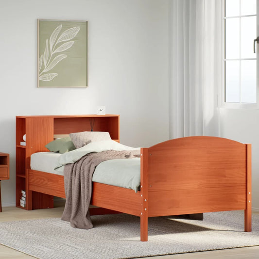 Letto Libreria senza Materasso Marrone Cera 100x200 cm in Pino - homemem39