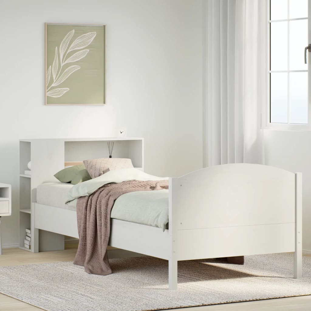 Letto Libreria senza Materasso Bianca 90x200 cm Legno di Pino