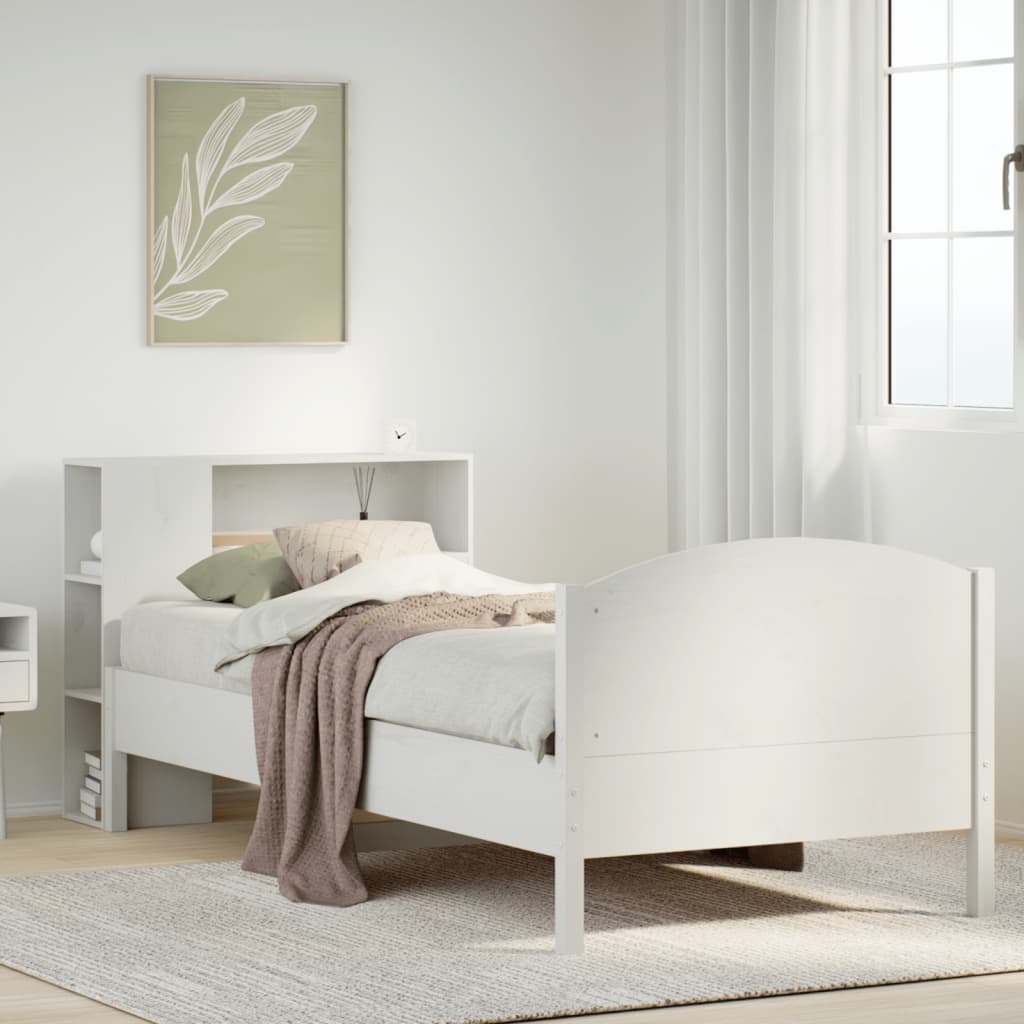 Letto con Libreria senza Materasso 75x190 cm in Legno Pino - homemem39