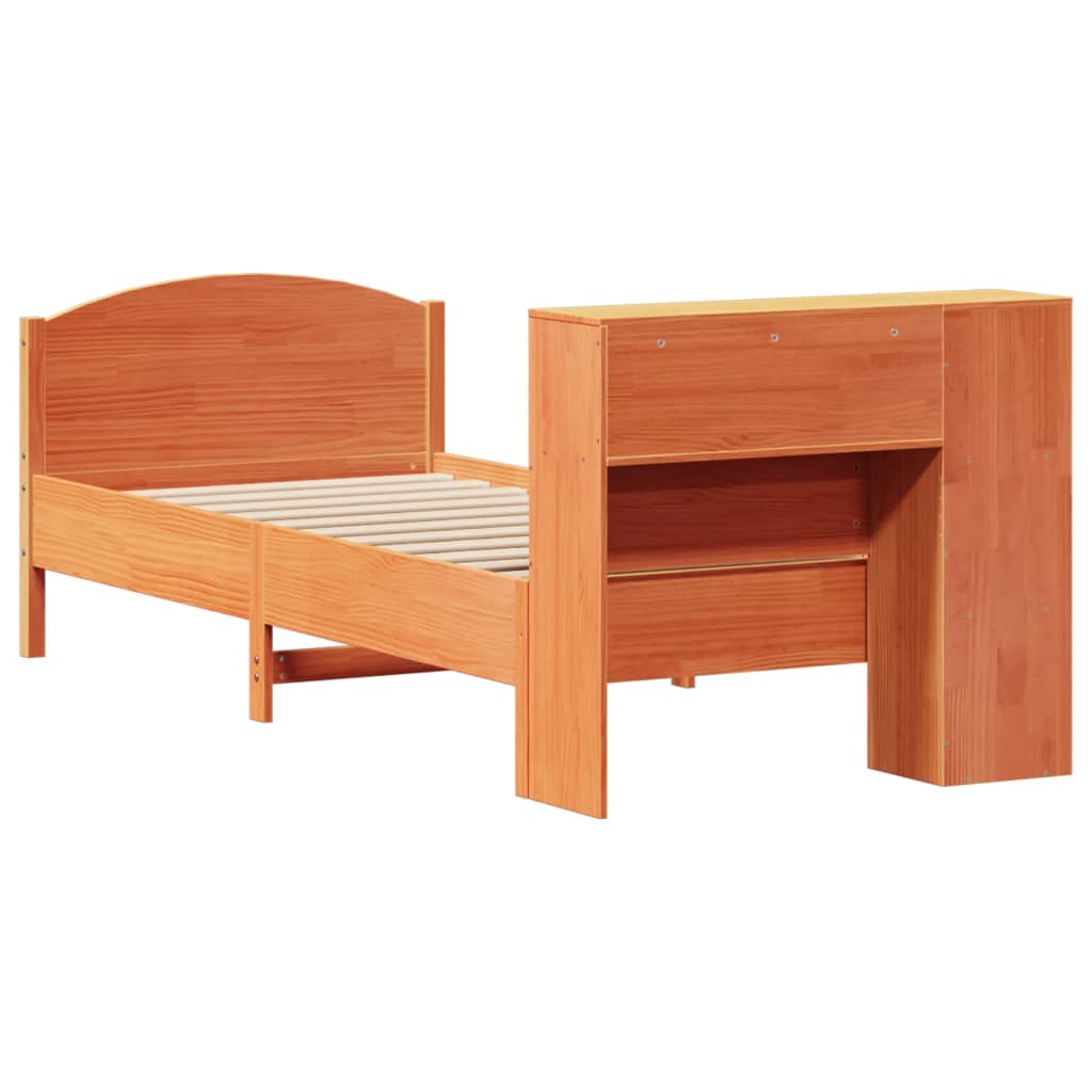 Letto Libreria senza Materasso Marrone Cera 75x190 cm in Pino - homemem39