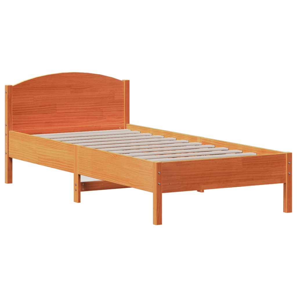 Letto Libreria senza Materasso Marrone Cera 75x190 cm in Pino - homemem39