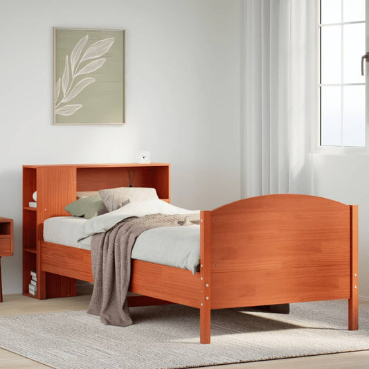 Letto Libreria senza Materasso Marrone Cera 75x190 cm in Pino - homemem39