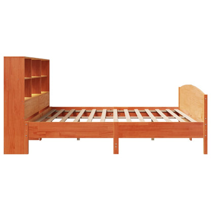 Letto Libreria senza Materasso Marrone Cera 200x200 cm in Pino - homemem39