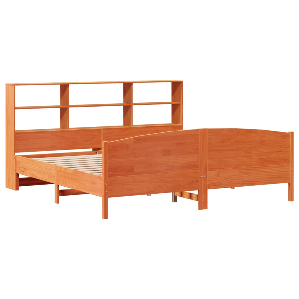 Letto Libreria senza Materasso Marrone Cera 180x200 cm in Pino - homemem39