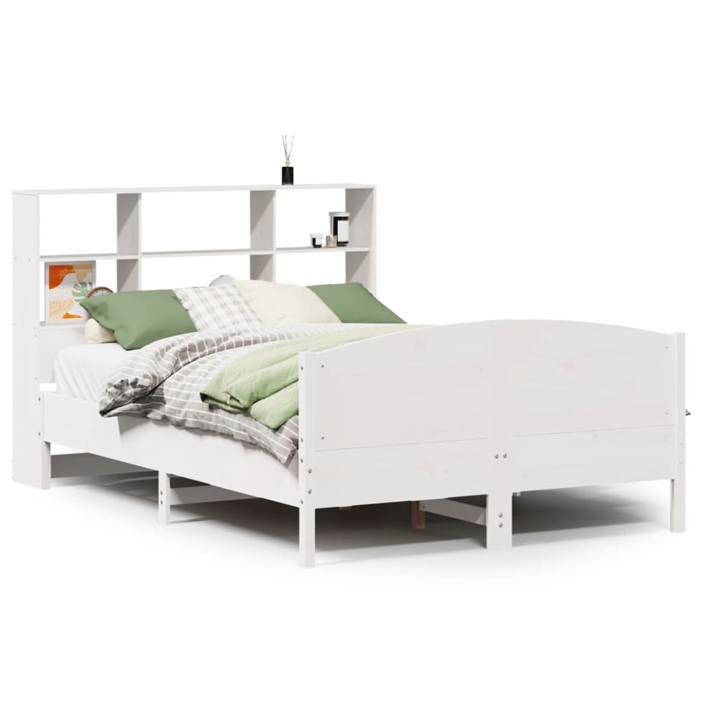 Letto Libreria senza Materasso Bianco 160x200 cm Legno di Pino - homemem39