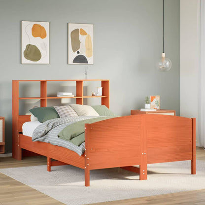 Letto Libreria senza Materasso Marrone Cera 150x200 cm in Pino - homemem39