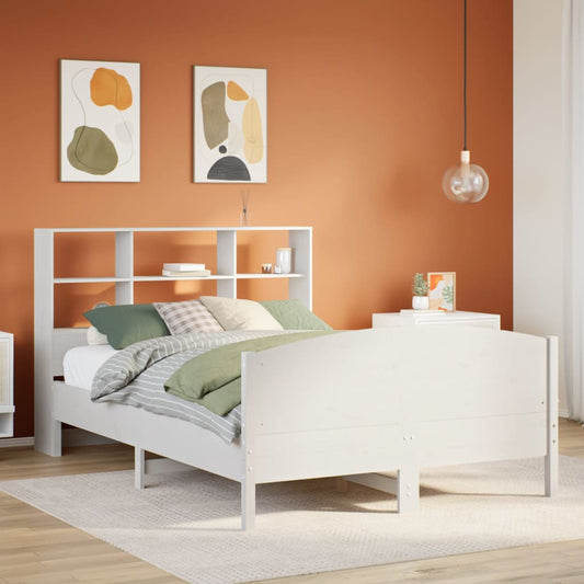 Letto Libreria senza Materasso Bianco 140x200 cm Legno di Pino - homemem39