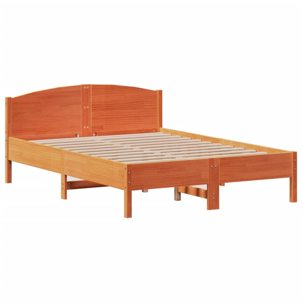Letto Libreria senza Materasso Marrone Cera 120x200 cm in Pino - homemem39