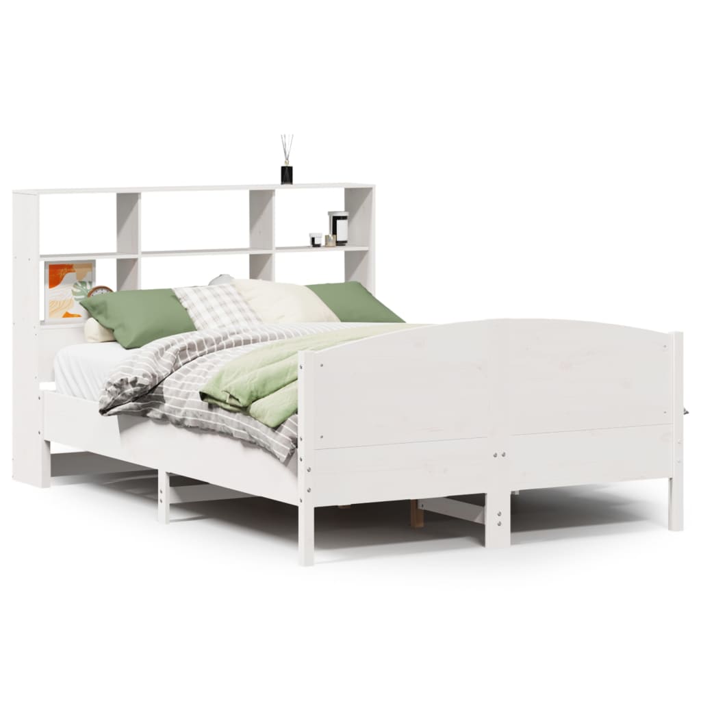 Letto Libreria senza Materasso Bianco 140x190 cm Legno di Pino - homemem39