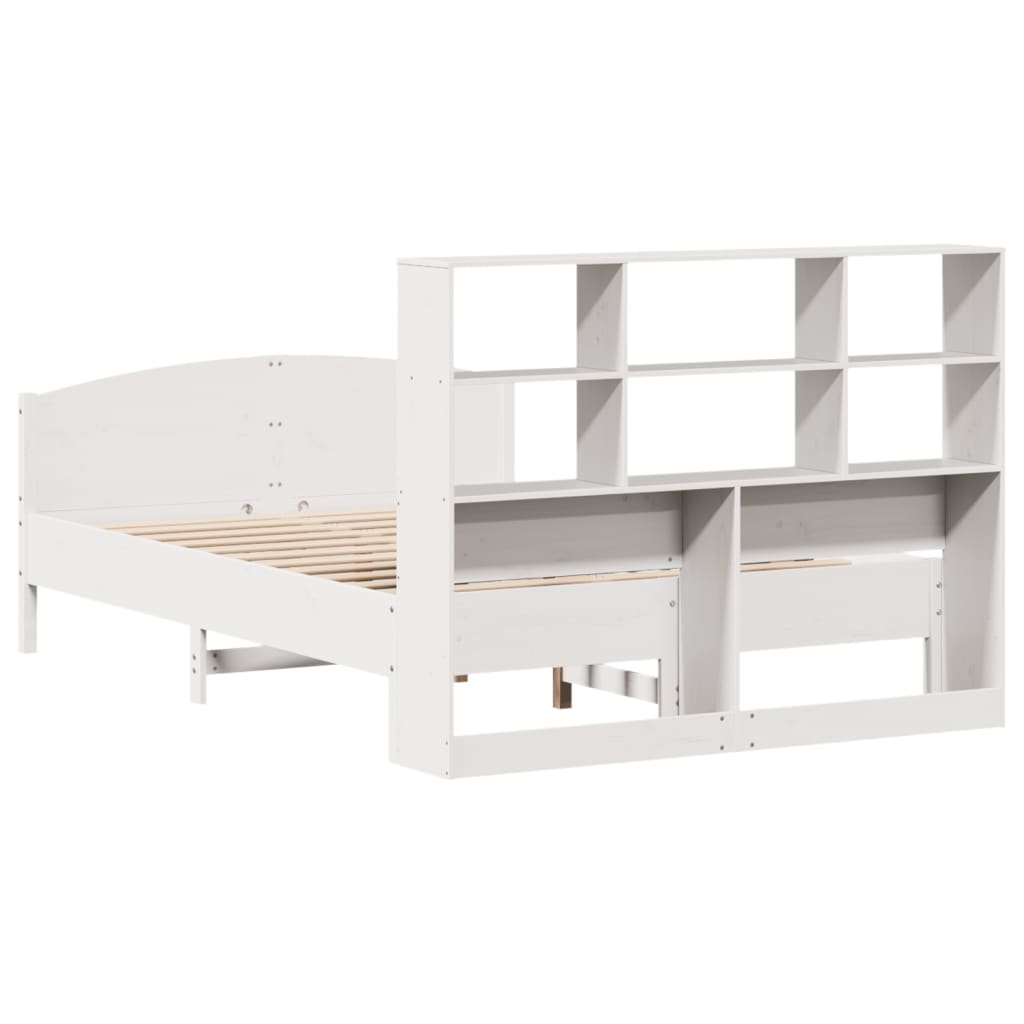 Letto Libreria senza Materasso Bianco 140x190 cm Legno di Pino - homemem39