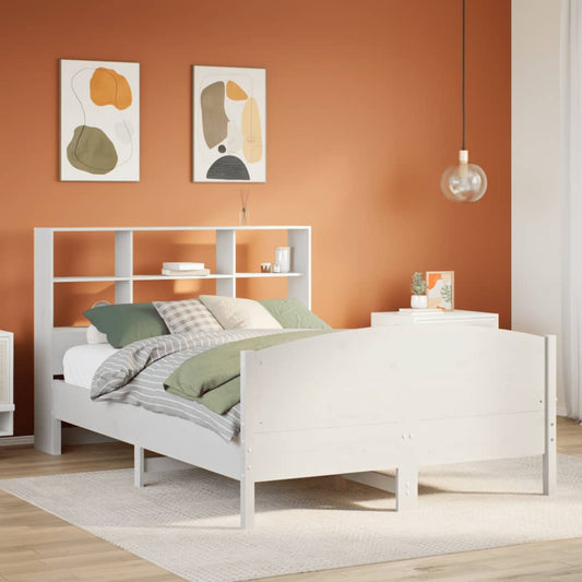 Letto Libreria senza Materasso Bianco 140x190 cm Legno di Pino - homemem39