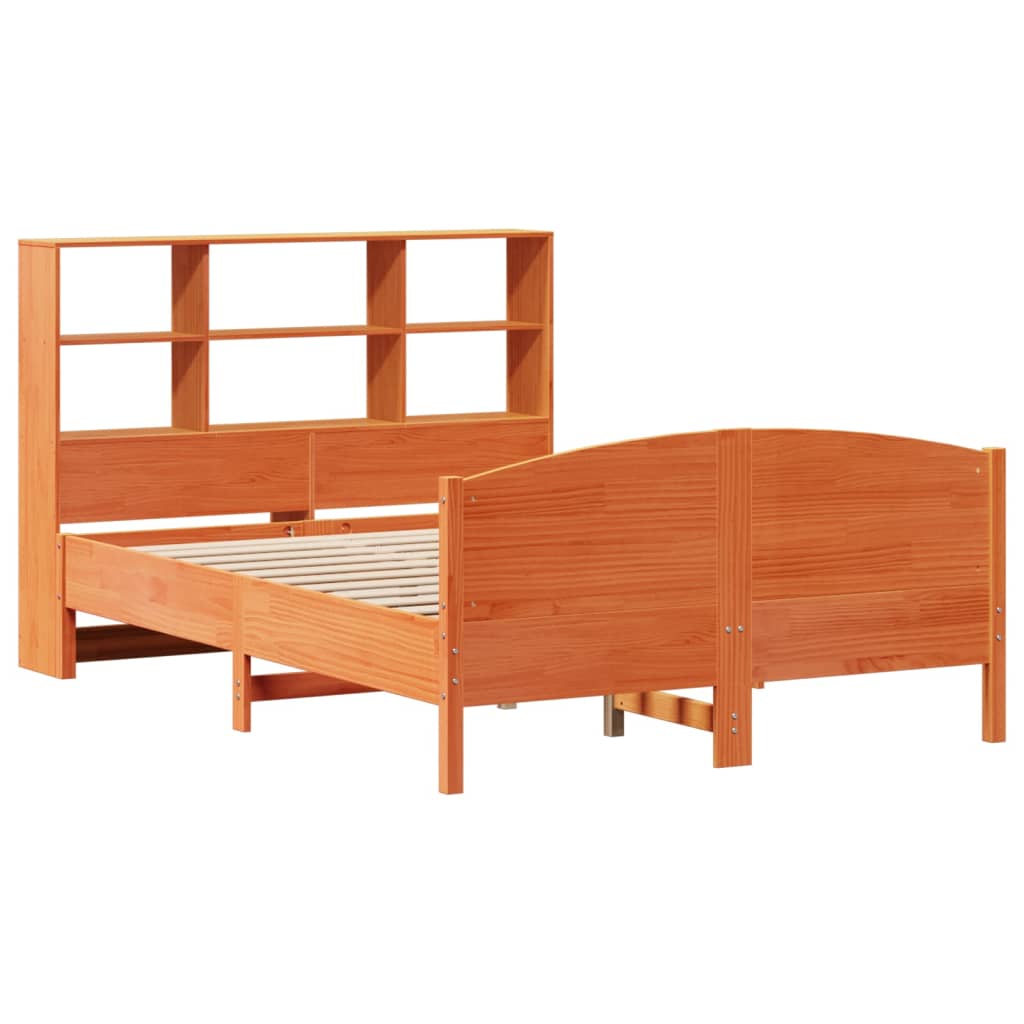 Letto Libreria senza Materasso Marrone Cera 135x190 cm in Pino - homemem39