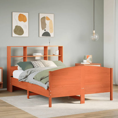 Letto Libreria senza Materasso Marrone Cera 135x190 cm in Pino - homemem39