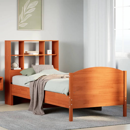 Letto Libreria senza Materasso Marrone Cera 75x190 cm in Pino - homemem39