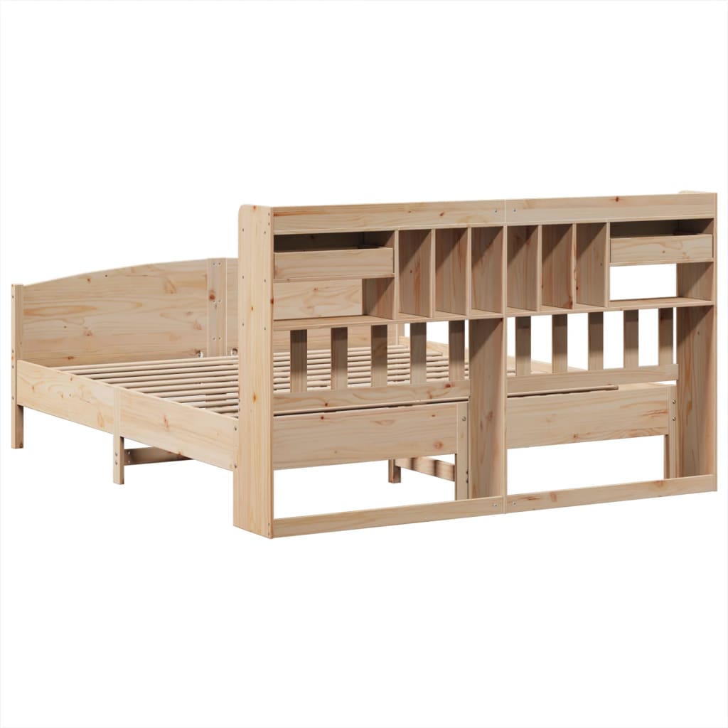 Letto Libreria senza Materasso 180x200 cm in Legno di Pino - homemem39