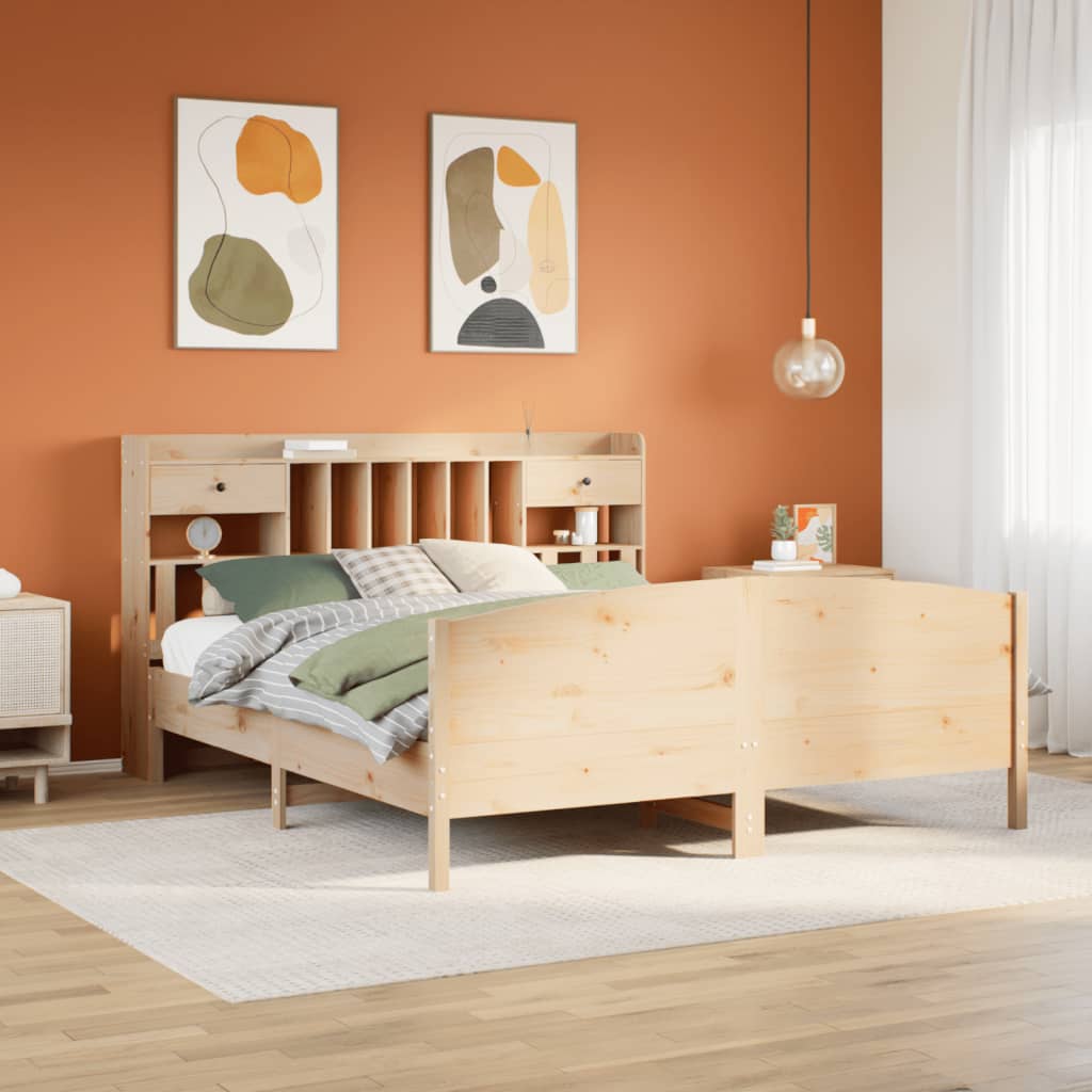 Letto Libreria senza Materasso 180x200 cm in Legno di Pino - homemem39