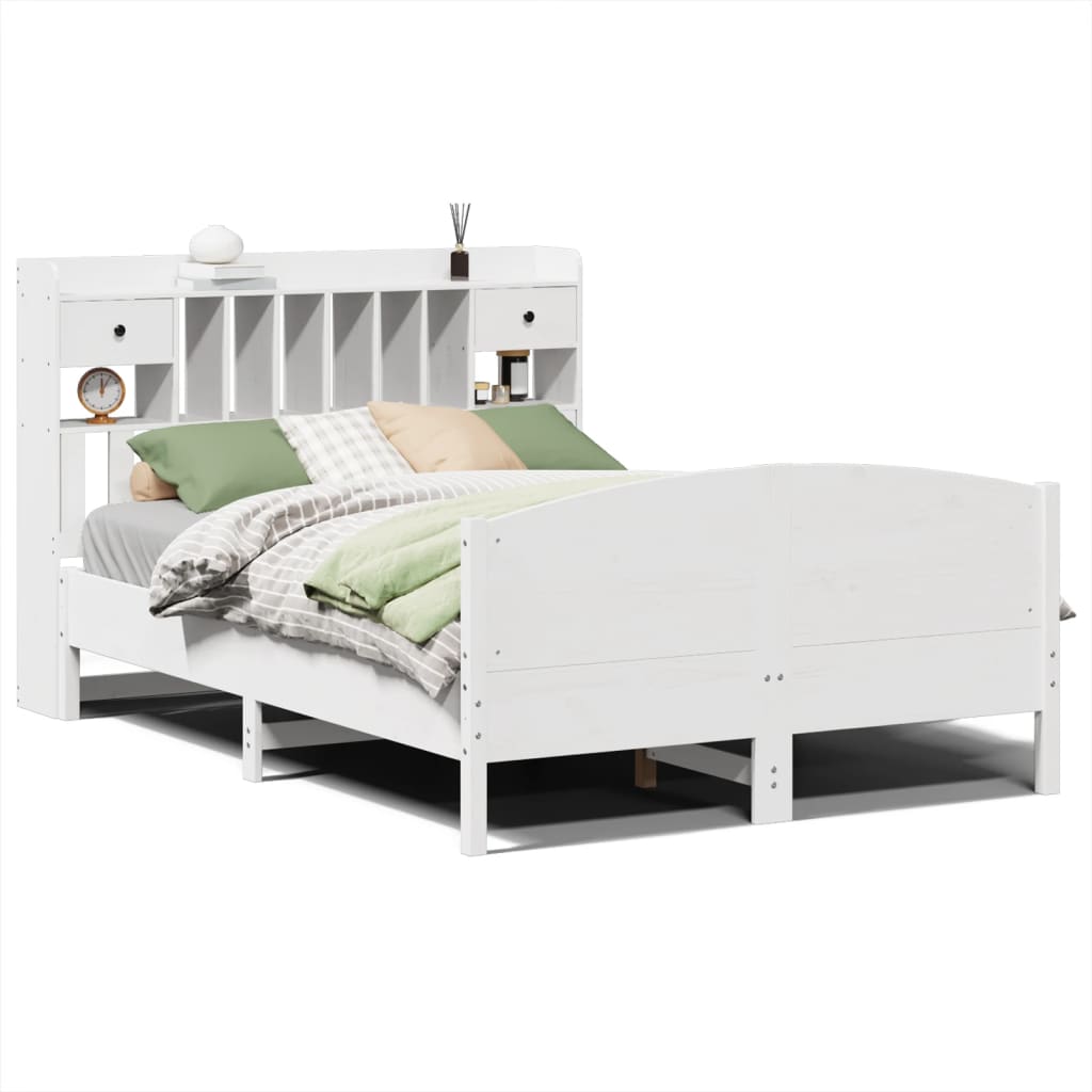 Letto Libreria senza Materasso Bianco 160x200 cm Legno di Pino - homemem39