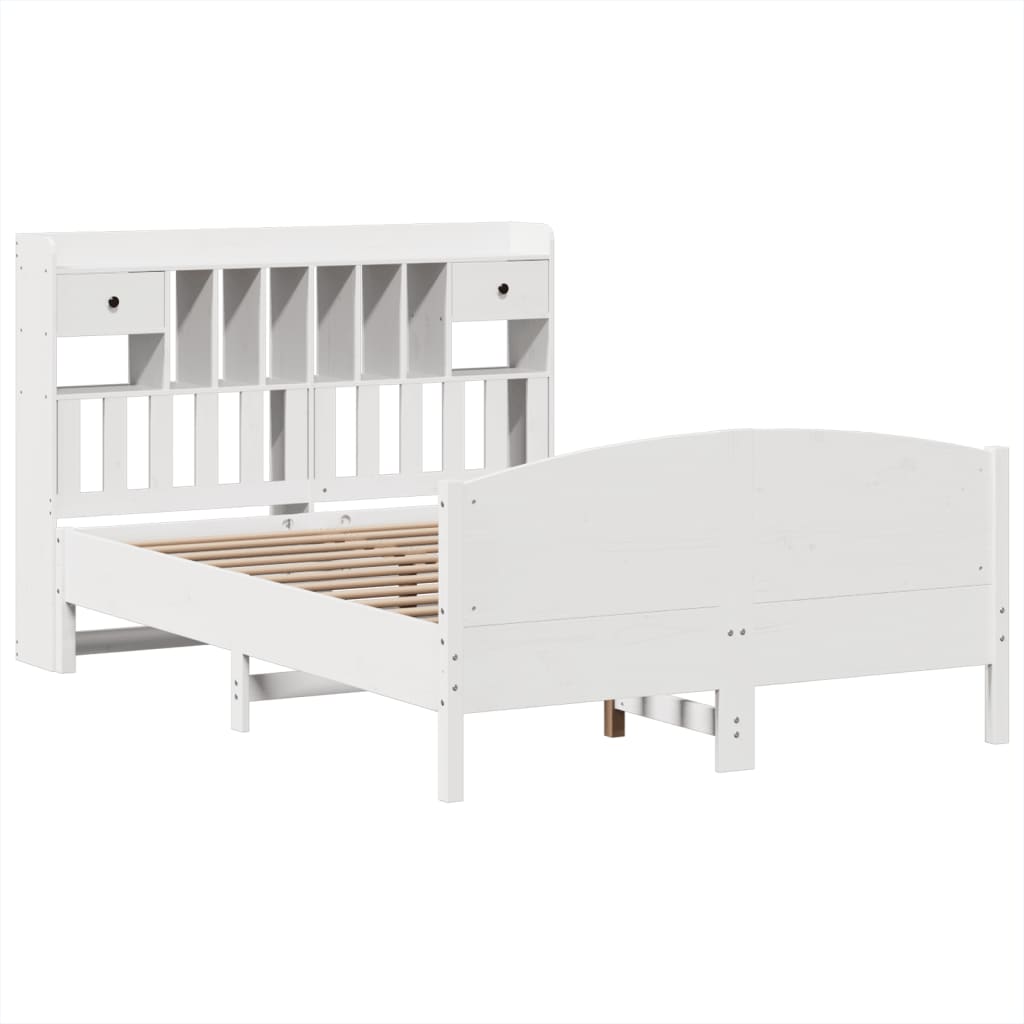 Letto Libreria senza Materasso Bianco 160x200 cm Legno di Pino - homemem39