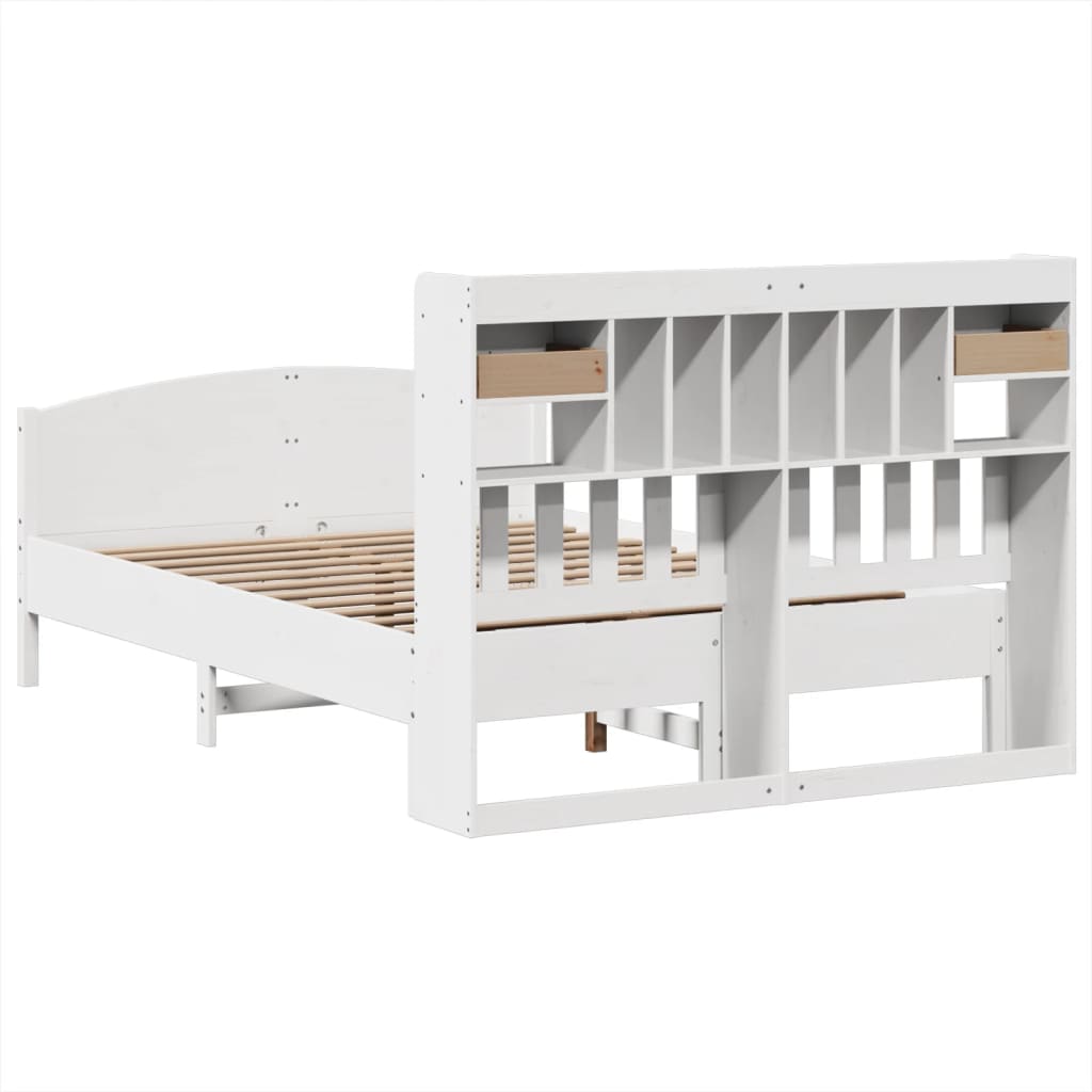 Letto Libreria senza Materasso Bianco 160x200 cm Legno di Pino - homemem39