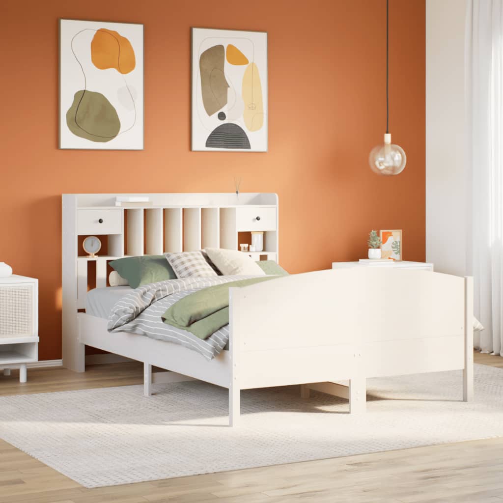 Letto Libreria senza Materasso Bianco 160x200 cm Legno di Pino - homemem39
